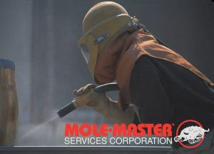 Soda blasting for silo maintenance by Mole Master