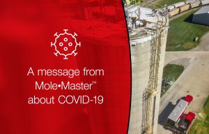 Molemaster technician providing safe silo clearing solutions during COVID-19